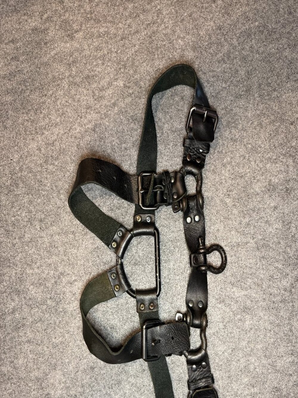 Vintage Men’s Leather Harness Black Heavy Hardware